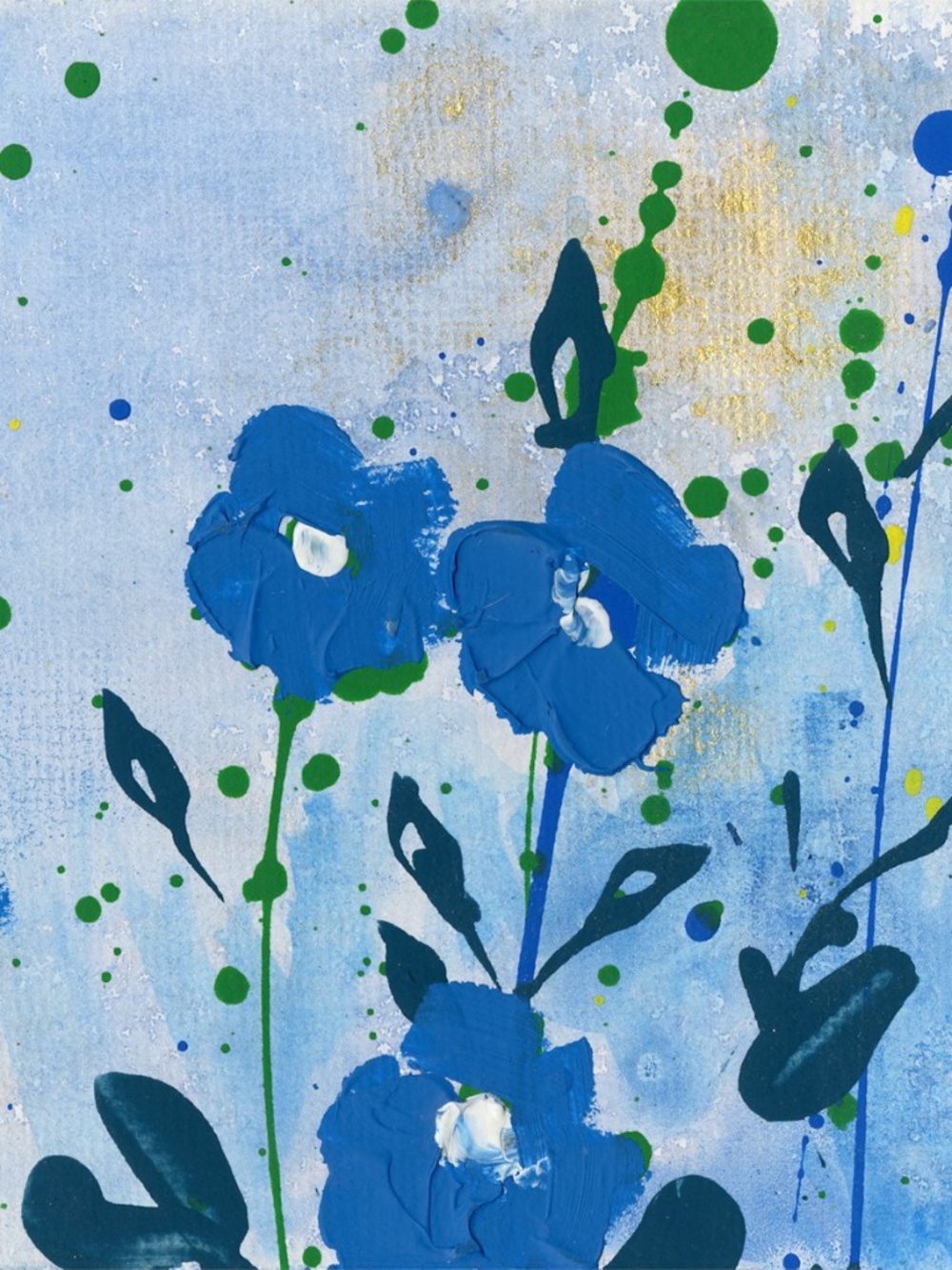 Original Acrylic Floral Paintings on art panel - Dreaming In Blue 21